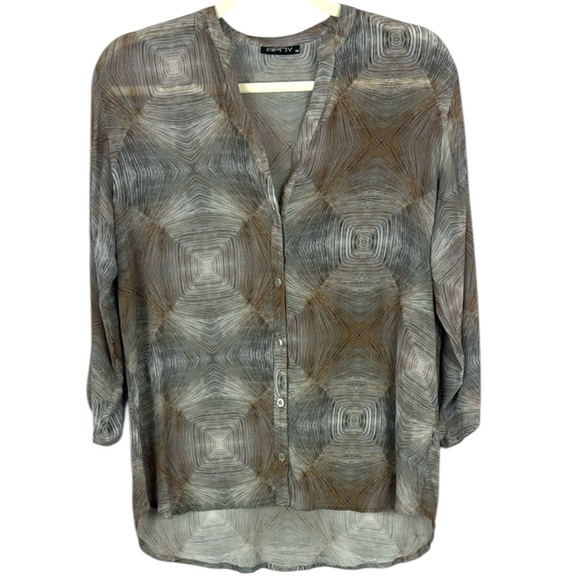 Apny Gray and Brown Modal Blend Relaxed Patterned Blouse Size Medium - Picture 1 of 10